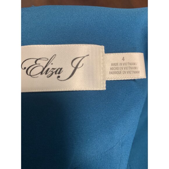 Eliza J. Drape Laguna Crepe Cocktail Shift Dress Size 4 Teal - Picture 5 of 8